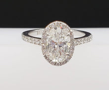 Load image into Gallery viewer, 14K White Gold Certified Oval Engagement Ring with Halo