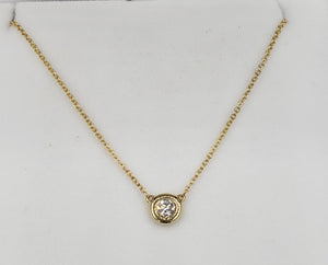 14K Yellow Gold .20 Diamond Bezel Necklace