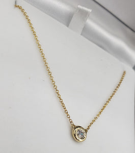 14K Yellow Gold .20 Diamond Bezel Necklace