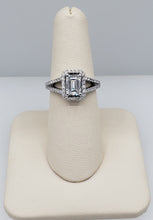 Load image into Gallery viewer, 14K White Gold Emerald Cut Split Shank Engagement Ring