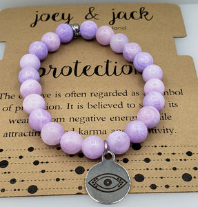 Lilac Jade Evil Eye Bracelet