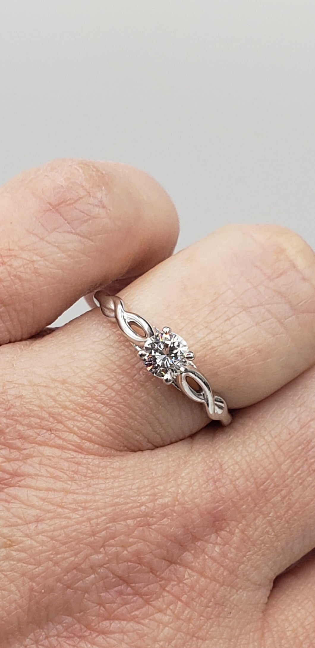 14K White Gold Round Diamond Infinity Engagement Ring