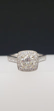 Load image into Gallery viewer, 14K White Gold Brilliant Cut (Round) Diamond Engagement Ring with Diamond Halo