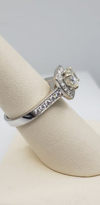 14K White Gold Brilliant Cut (Round) Diamond Engagement Ring with Diamond Halo