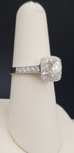 Load image into Gallery viewer, 14K White Gold Brilliant Cut (Round) Diamond Engagement Ring with Diamond Halo