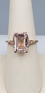 14K Rose Gold Morganite and Diamond Ring