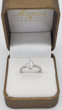 Load image into Gallery viewer, 14K White Gold Marquise Diamond Engagement Ring with Diamond Halo