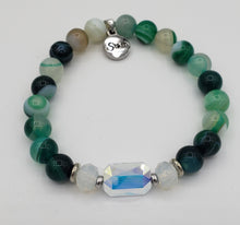 Load image into Gallery viewer, Stash Adrian with Swarovski Crystal and Green Agate Bracelet