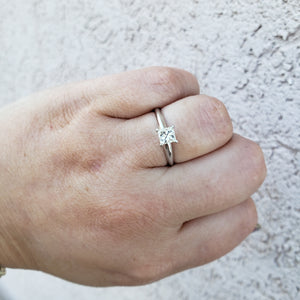 Princess Cut Solitaire Diamond Engagement Ring - 14K White Gold