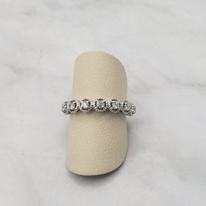 14K White Gold Diamond Band with Rope Halo