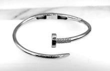 Load image into Gallery viewer, Tough as Nails Flex Bangle - Sterling Silver (Looser Fit)