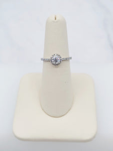 14K White Gold .54 Carat Diamond Engagement Ring with Diamond Halo