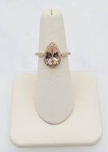 Load image into Gallery viewer, 14K Rose Gold Pear Shaped Morganite and Diamond Ring