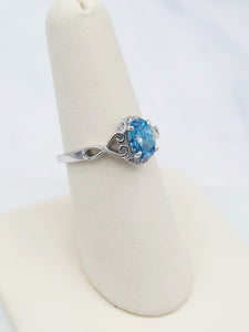 Blue Diamond Ring - 14K White Gold