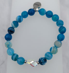 Stash Bethany with Swarovski Crystal & Blue Striped Agate Bracelet