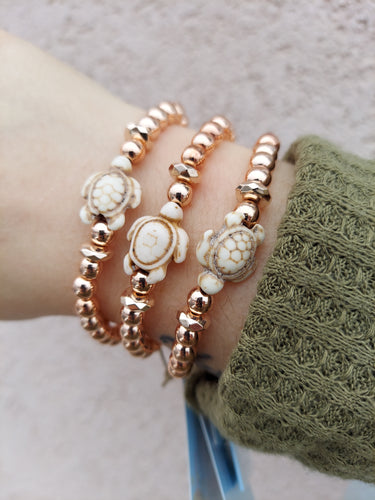 Marie's Exclusive Rose Gold Hematite Sea Turtle Bracelet - Florida Sea Turtle Co