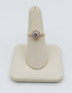 14K Rose Gold Engagement Ring with Diamond Halo