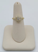 Load image into Gallery viewer, 14K Yellow Gold Princess Cut Engagement Ring with Diamond Halo