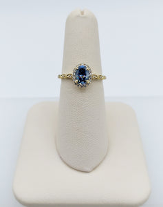 Blue Moissanite Diamond Ring & Matching Diamond Band
