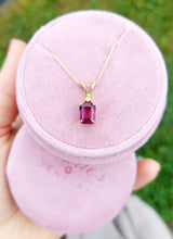 Load image into Gallery viewer, Grape Garnet Pendant on Cable Chain - 14K Yellow Gold - Marie&#39;s Custom Design
