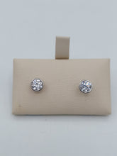 Load image into Gallery viewer, 14k White Gold CZ Bezel Studs