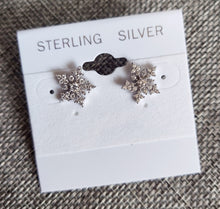 Load image into Gallery viewer, CZ Snowflake Studs - Sterling Silver