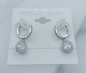 Teardrop Leverback CZ Earrings