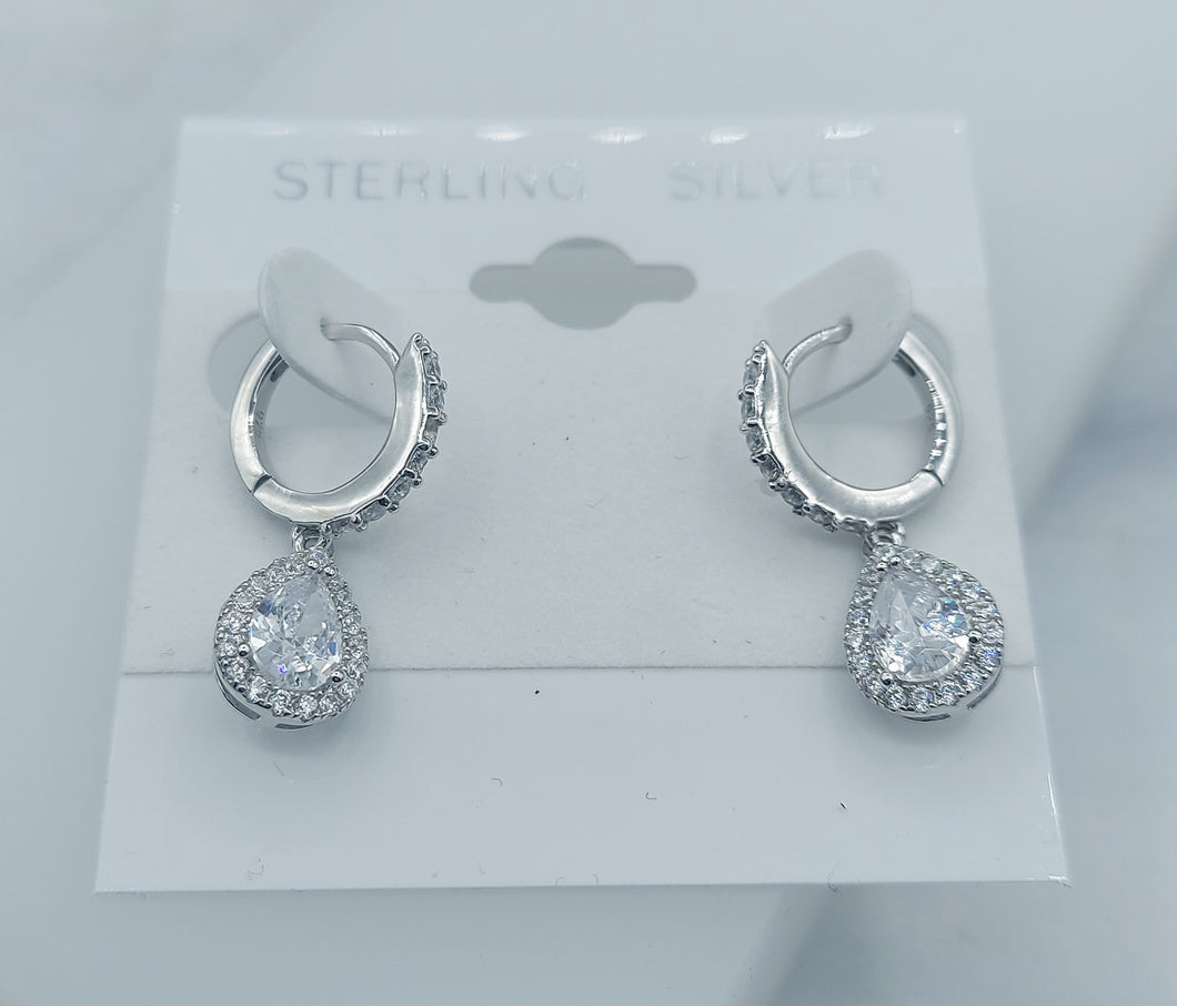 Teardrop Leverback CZ Earrings