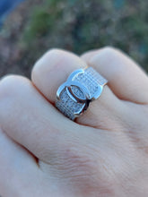 Load image into Gallery viewer, Pave Designer Inspired C C Ring - Sterling Silver