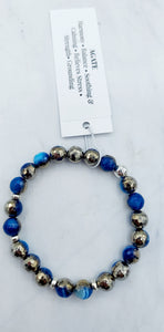 Blue/Silver Mystic Agate Beaded Bracelet