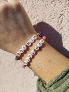 Boy Mom or Girl Mom Heishi Stretch Bracelet