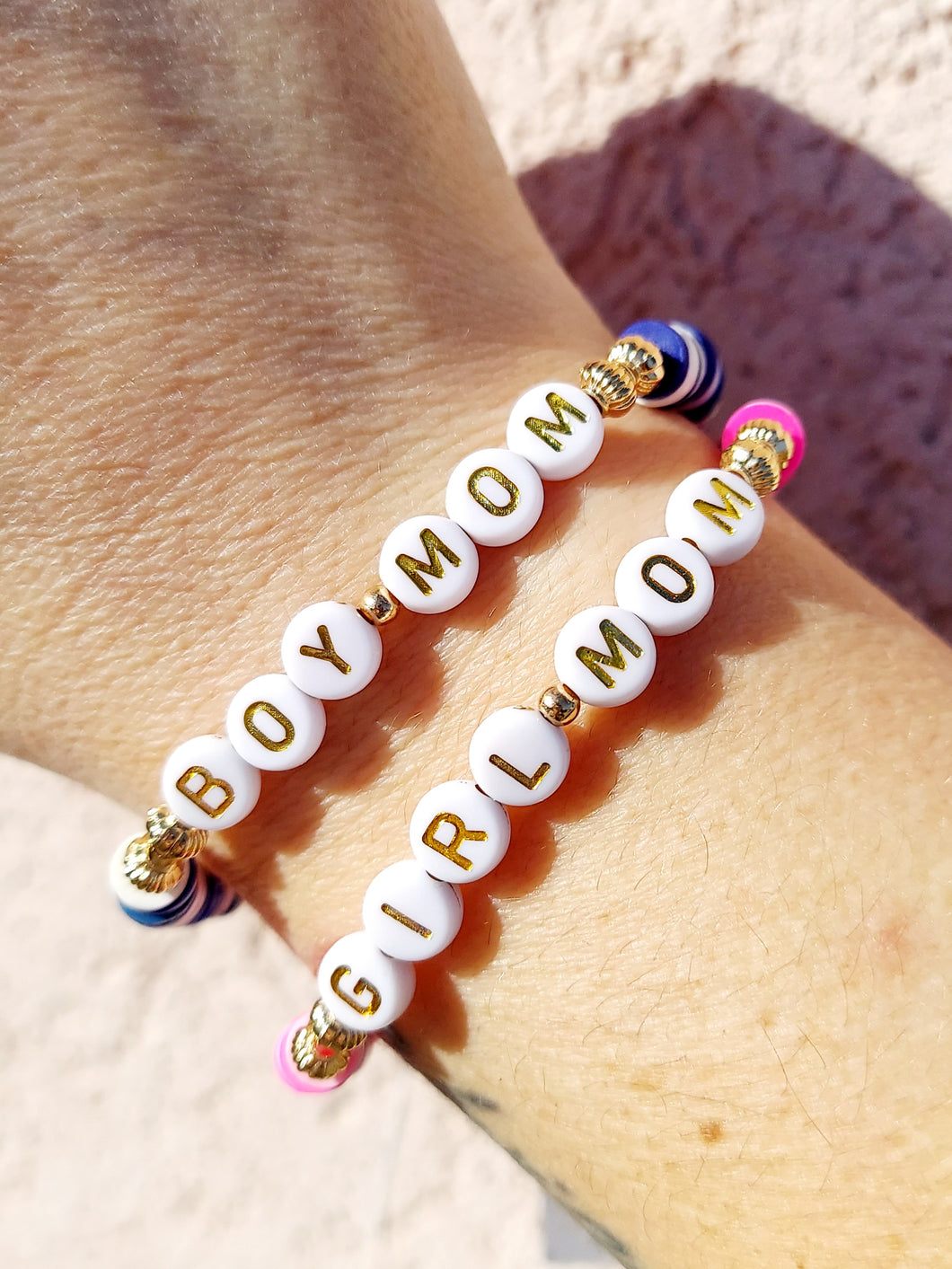 Boy Mom or Girl Mom Heishi Stretch Bracelet