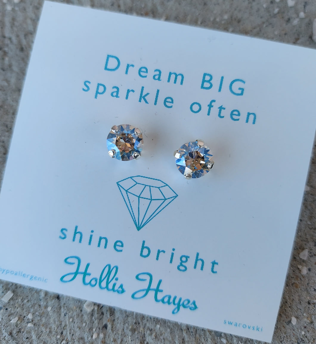 Moonlight Crystal Stud Earrings - Gold Plated