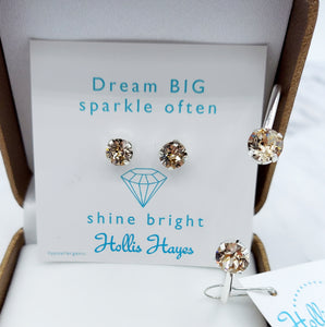 Exclusive Light Silk Crystal Stud Earrings