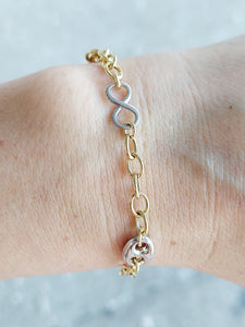 14K Two Tone Infinity Bracelet