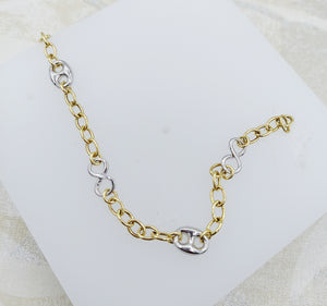 14K Two Tone Infinity Bracelet