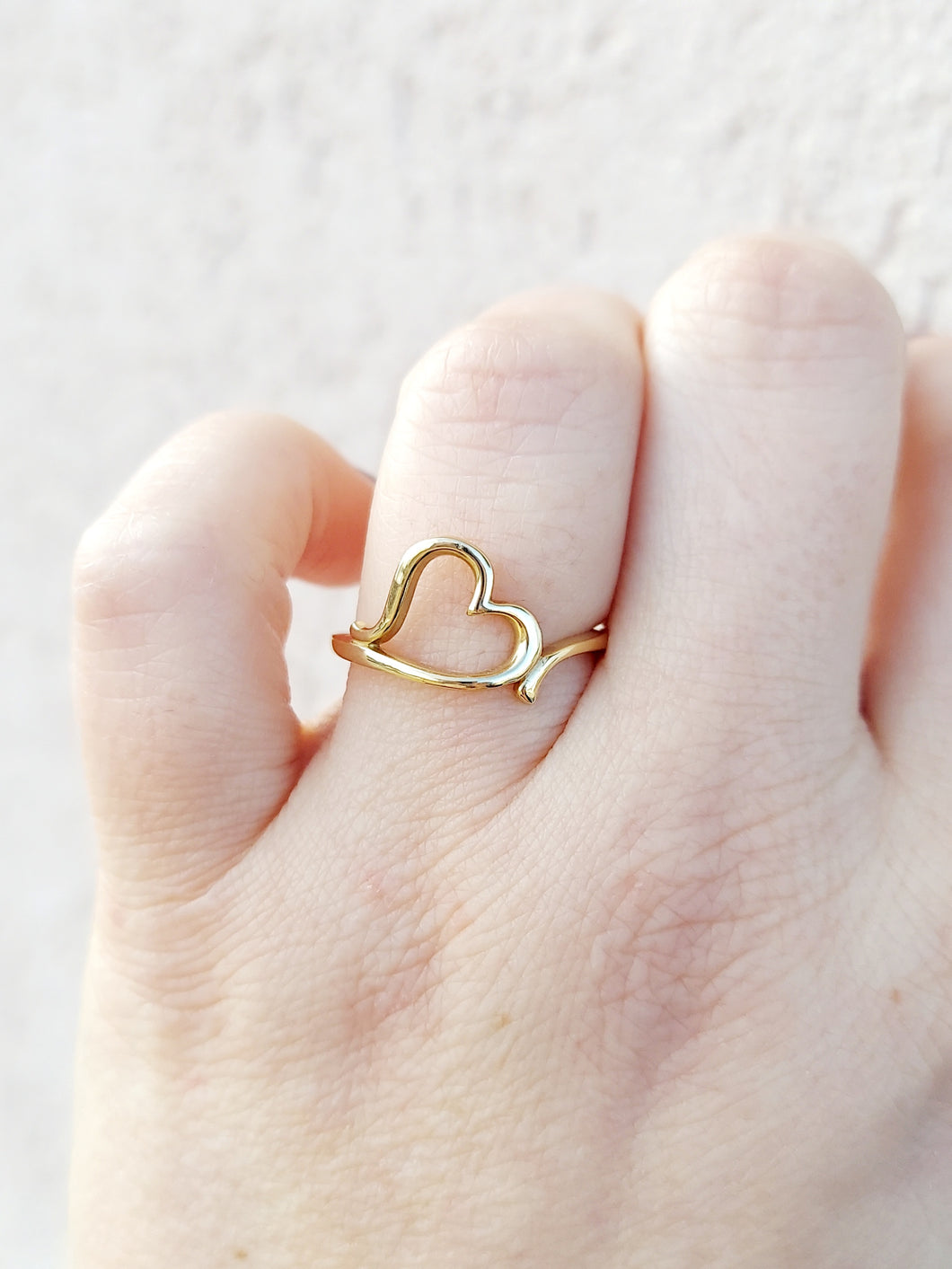 14K Yellow Gold Open Heart Ring