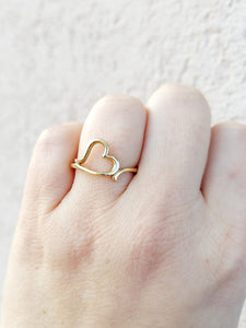 14K Yellow Gold Open Heart Ring