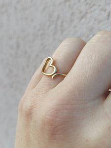 14K Yellow Gold Open Heart Ring