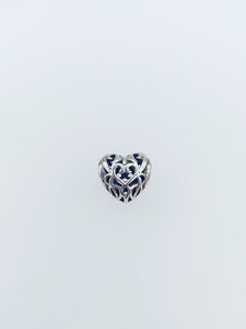 Filigree Heart Bead - Sterling Silver