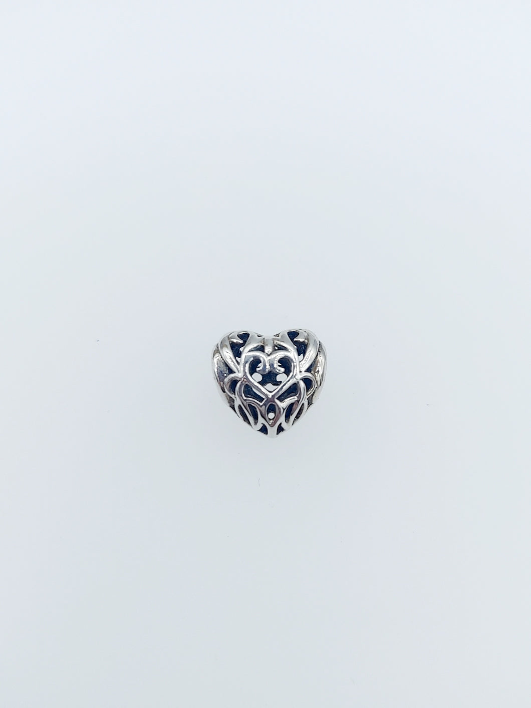 Filigree Heart Bead - Sterling Silver