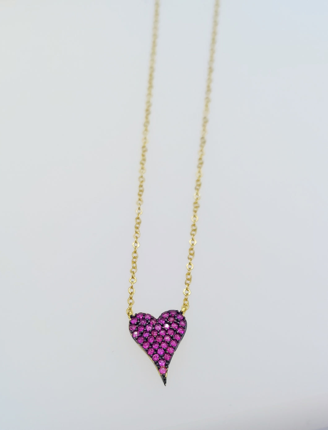 Pink CZ Heart Necklace