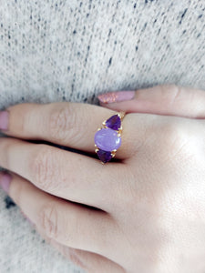 LOUIS VUITTON Gold Purple Swarovski Crystal -Gamble- Dice Ring