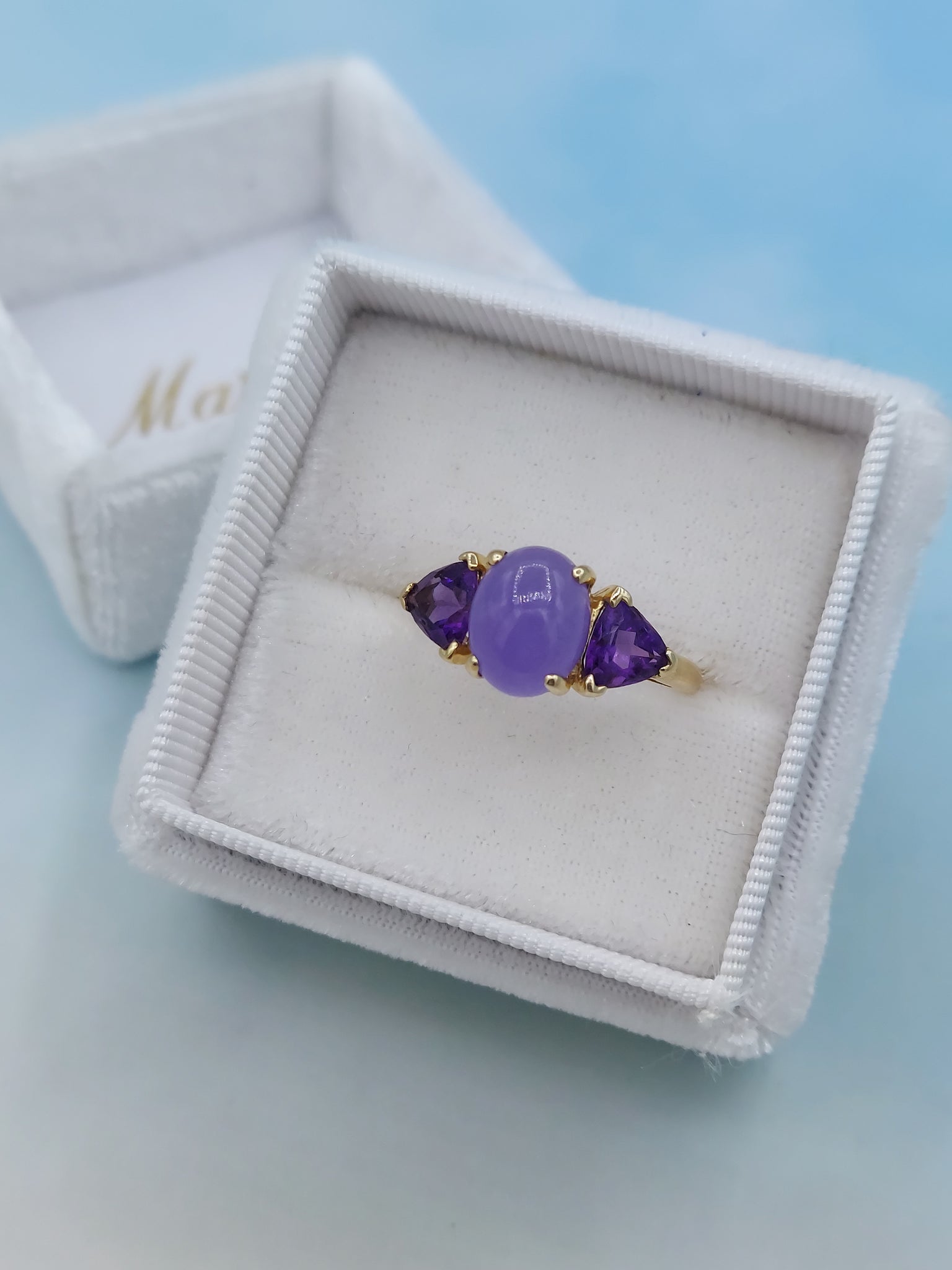 AKMASK Amethyst Purple Jade Ring for Women  