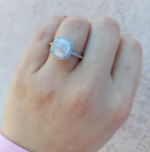 Load image into Gallery viewer, Moonstone &amp; Cubic Zirconia Ring- Sterling Silver
