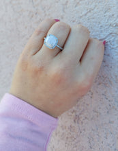 Load image into Gallery viewer, Moonstone &amp; Cubic Zirconia Ring- Sterling Silver