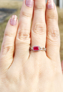 Ruby Chain Link Ring - Sterling Silver