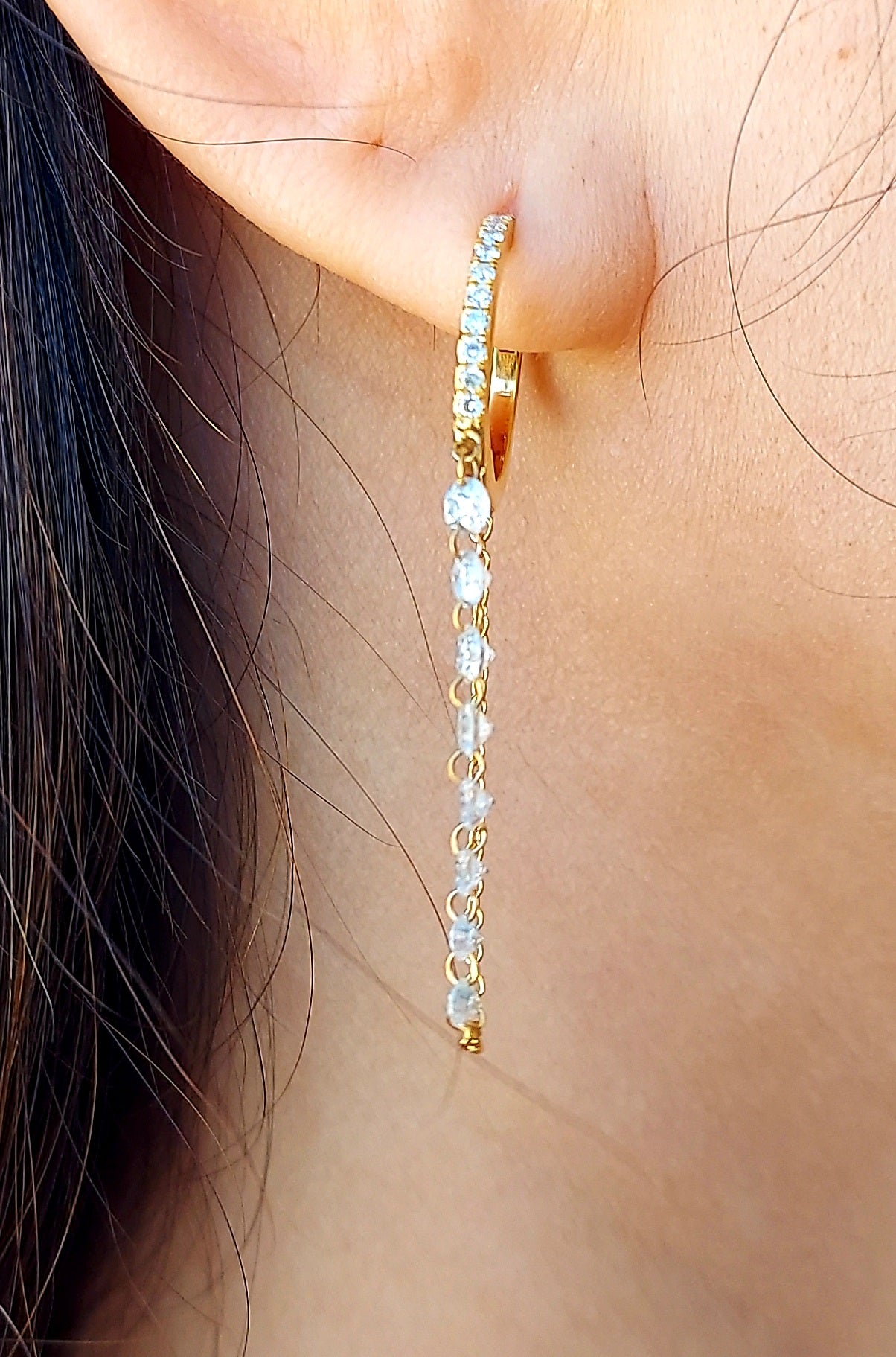 Solid Gold Mini Floating Diamond Hoop Earrings By LILY & ROO |  notonthehighstreet.com