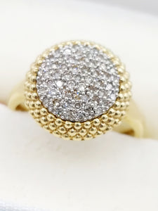 Diamond Pave Cluster Sunflower Ring - 14K Gold