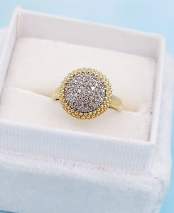 Diamond Pave Cluster Sunflower Ring - 14K Gold